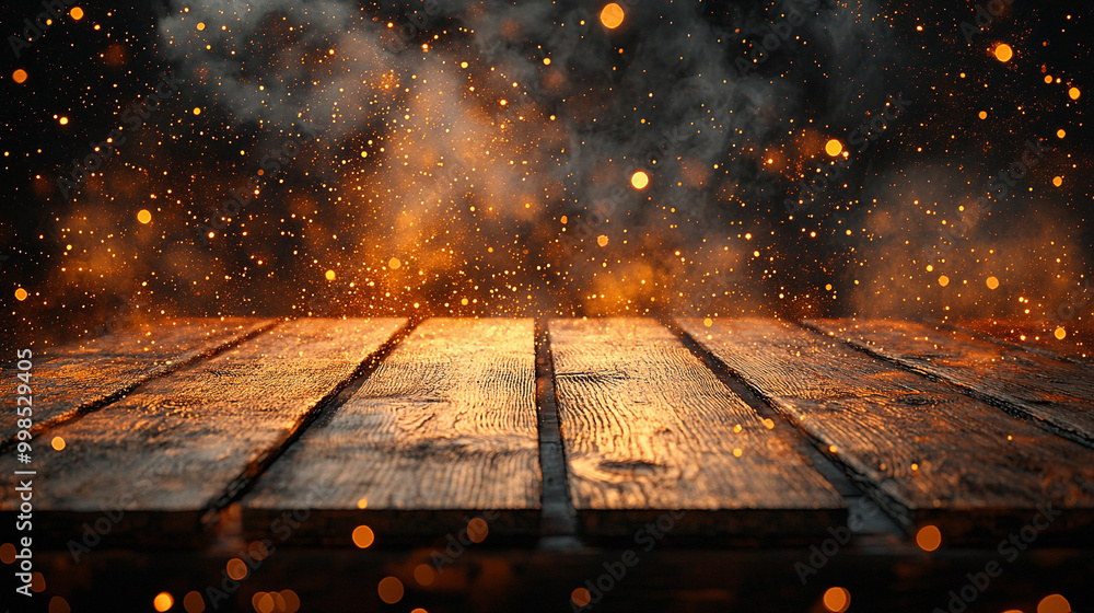 Obraz premium Tło, scena ze światłem i brokatem, ciepły odcień, dekoracja tapeta generative ai