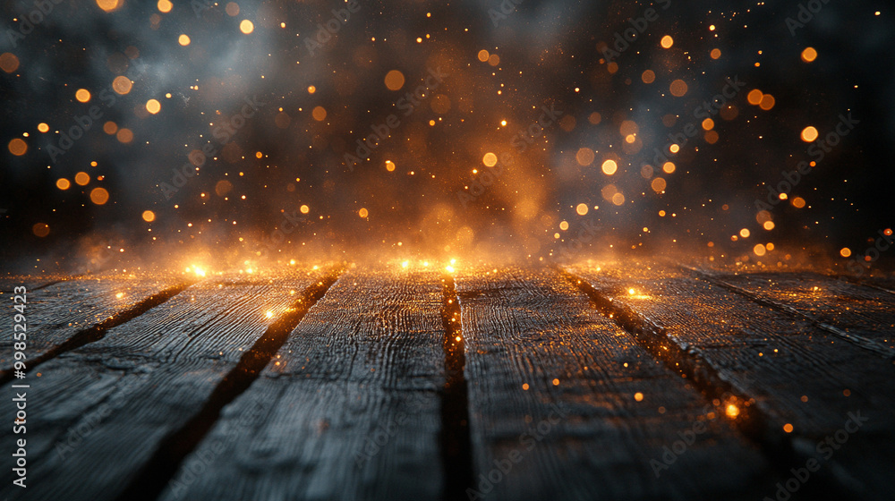 Obraz premium Tło, scena ze światłem i brokatem, ciepły odcień, dekoracja tapeta generative ai