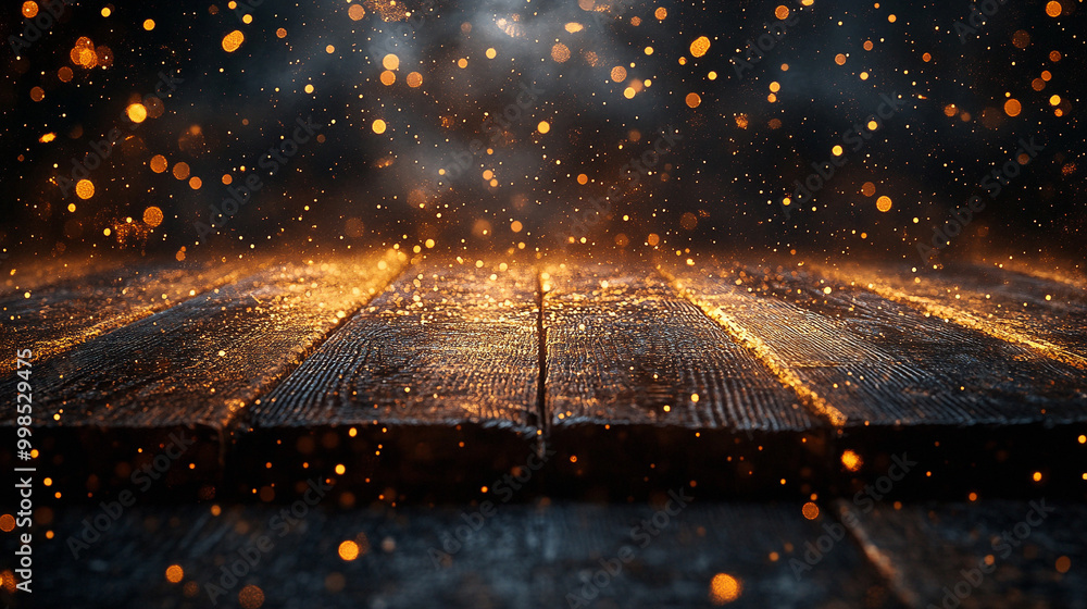 Obraz premium Tło, scena ze światłem i brokatem, ciepły odcień, dekoracja tapeta generative ai