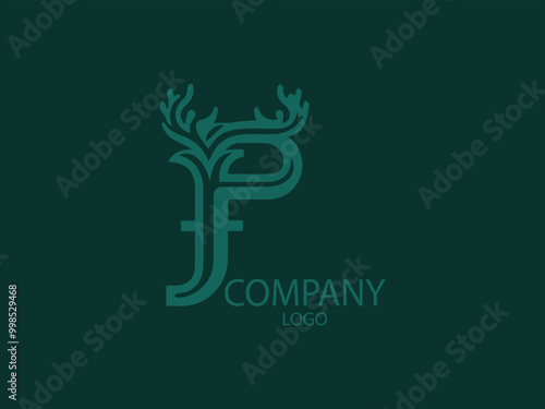 Wallpaper Mural Letter F with Branched Deer Antlers Symbol of Strength and Grace Vector Logo Letter F Shaped with Forest Style F Deer Antlers Torontodigital.ca