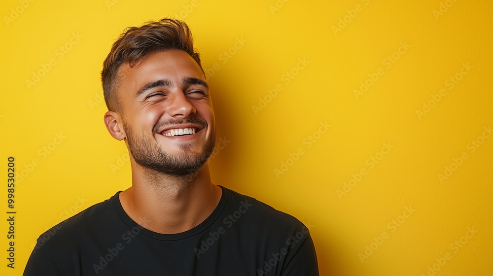 Portrait of a happy handsome man in a shirt with laughing Portrait of a happy handsome man in a shirt with laughing