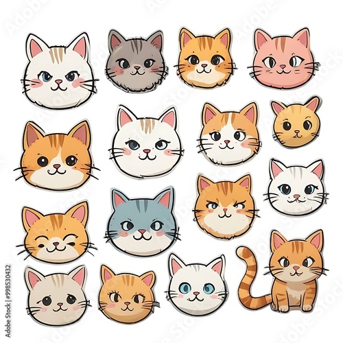 doodle cat emoji sticker collection