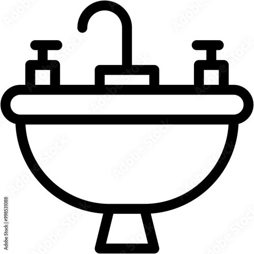 Vector Icon Wash Basin, Bathroom, Sink, Faucet, Water