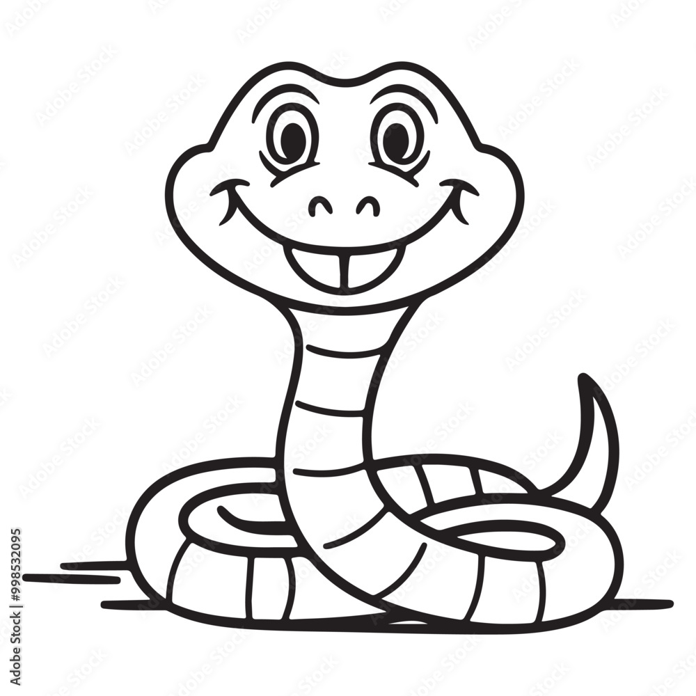Fototapeta premium Happy Snake Coloring Book Page for Kids Illustration