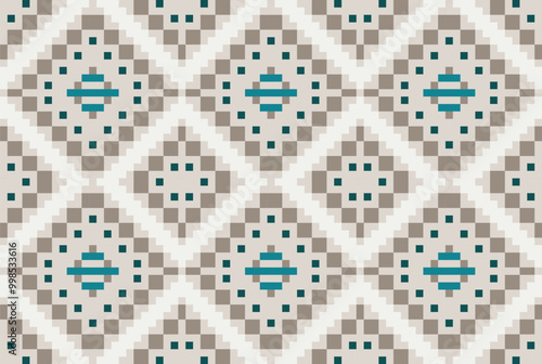Zigzag Traditional Indian Melodic Patternfolk Embroidery, Aztec Geometric Ornament Print. Design for Carpet, Wallpaper, Clothing, Wrapping, Fabric