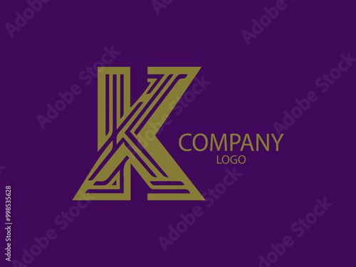 Letter K Vector Logo Shaped in Triangle, K with a Futuristic Touch, Symbol of Balance and Stability