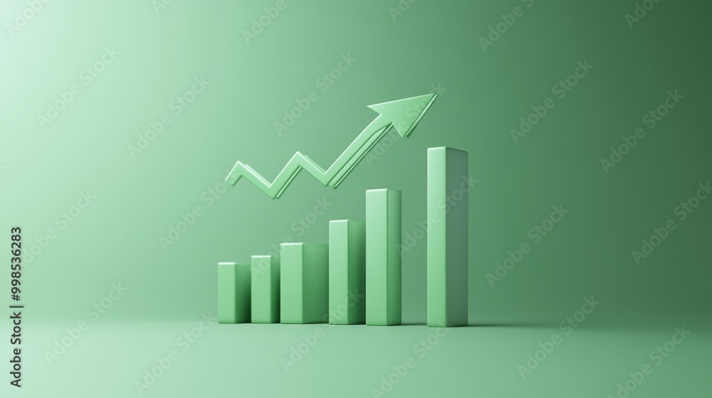A purple background shows a 3D bar chart with an arrow pointing upwards. This represents growth and financial success, like a strong economy. A purple background shows a 3D bar chart with an arrow pointing upwards. This represents growth and financial success, like a strong economy.