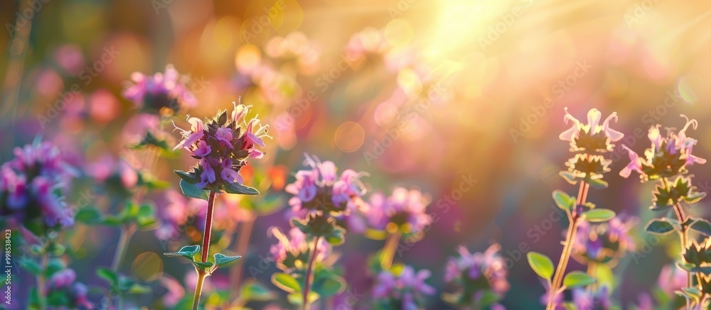 Obraz premium Fragrant Flowers Of Oregano In A Meadow On A Summer Day Colorful Floral Background
