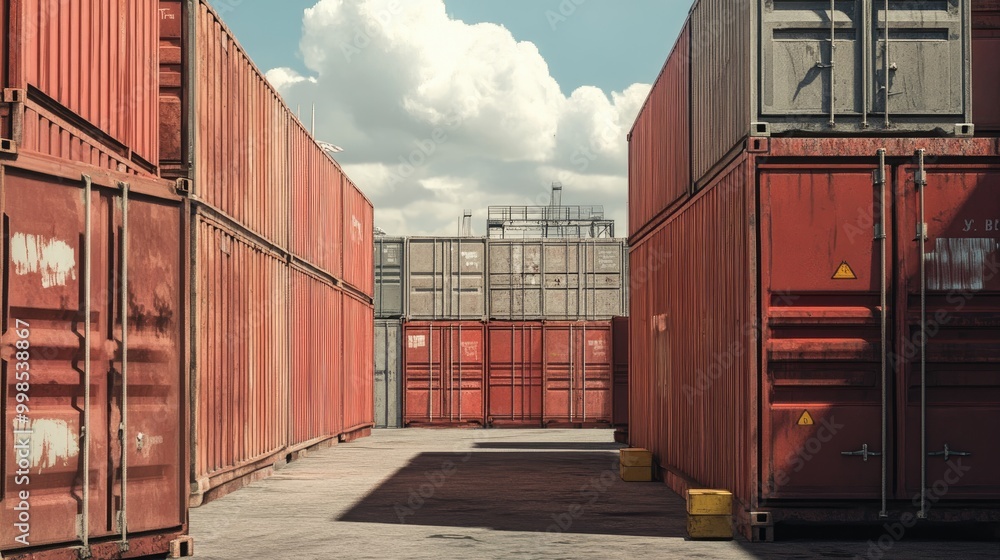 Fototapeta premium Shipping yard, cargo containers