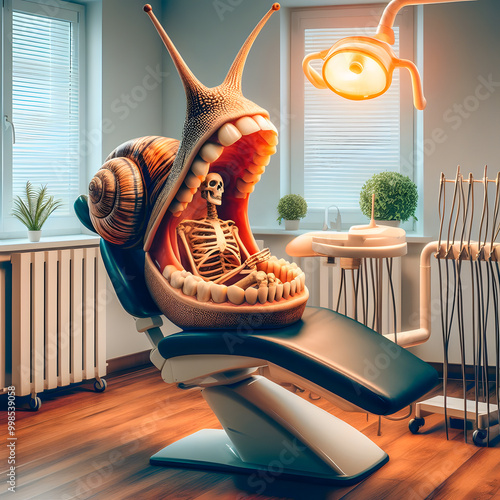 Obraz na płótnie Ślimak Na Fotelu Dentystycznym w salonie