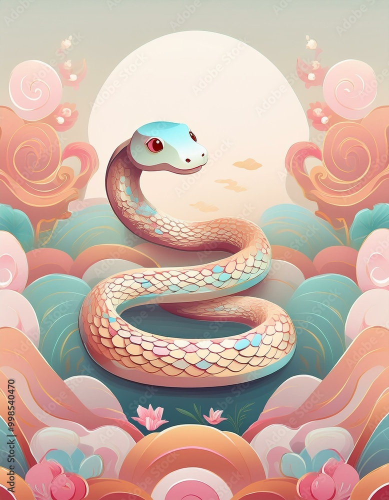 Fototapeta premium 年賀状に使える蛇のイラスト