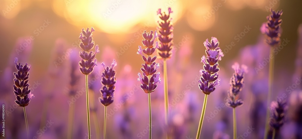 Fototapeta premium Lavender Blooms in Golden Sunlight