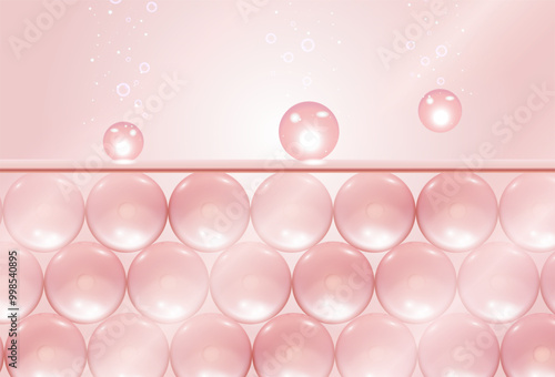 pearl-shaped serum falls into the water penetrating the layers of the skin, beauty advertising concept for women