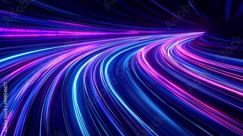 3D render showing futuristic neon background with soaring ascending lines. It makes a great wallpaper.