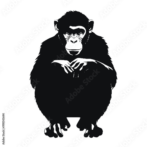 Elegant Chimpanzee Silhouette for Wildlife Designs photo