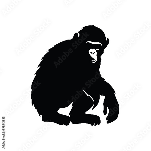 Elegant Chimpanzee Silhouette for Wildlife Designs photo