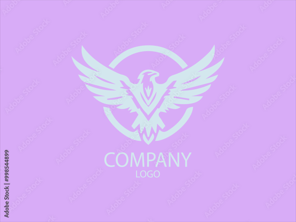 Eagle themed vector logo, badge, emblem. Flying bird, hunter, predator, dangerous animal, shield, lettering. Mascot black vector logo Pink background design Eagle themed vector logo, badge, emblem. Flying bird, hunter, predator, dangerous animal, shield, lettering. Mascot black vector logo Pink background design