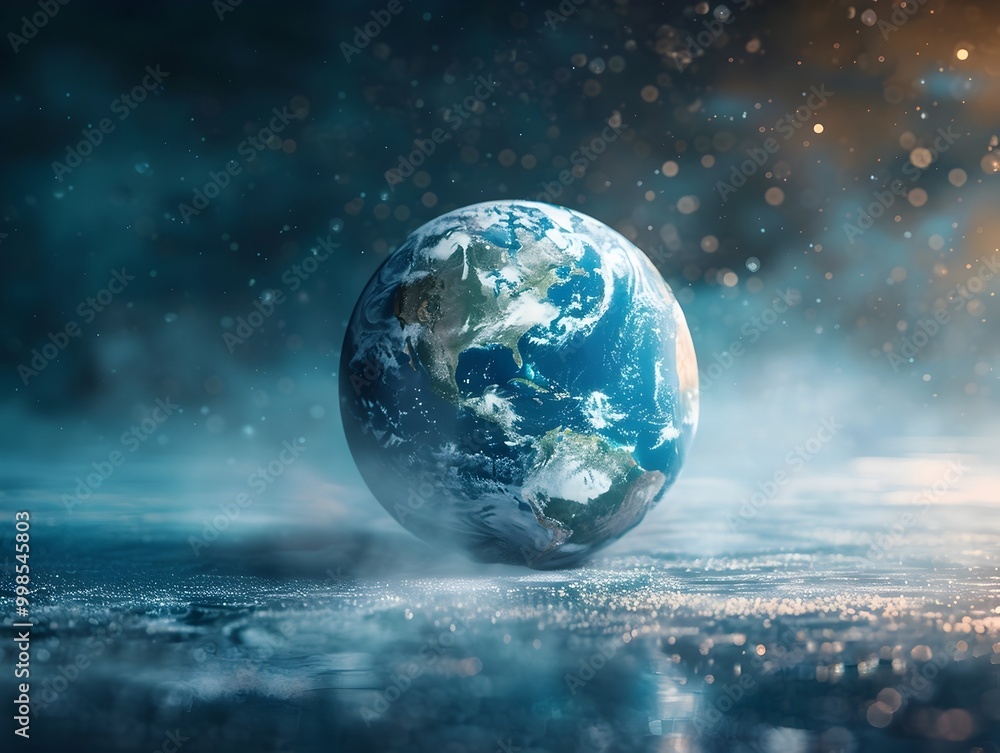 Obraz premium Fragile Glass Planet Earth Highlighting Environmental Awareness and Sustainability