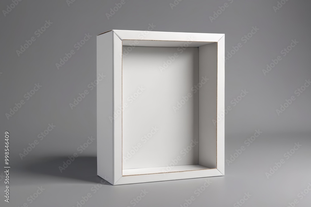 a close up of a white box with a white background