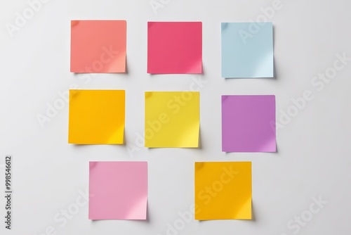 a close up of a bunch of sticky notes on a wall