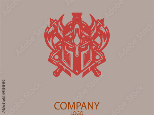 Warrior Helmet Vector Logo, High Detailed Steel Helmet Knight Helmet Design