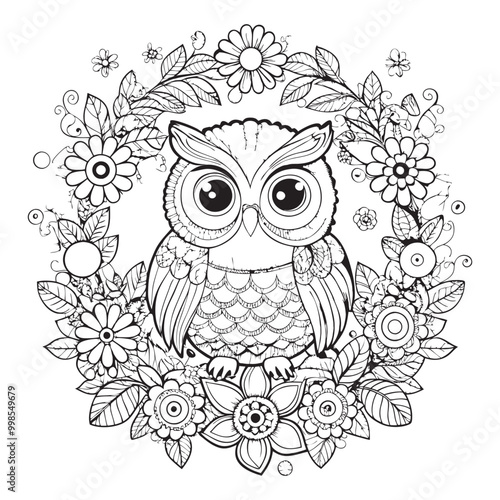 owl mandala decorative design. coloring page, tattoo design, print design