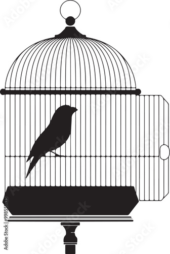 Bird cage with bird vector image