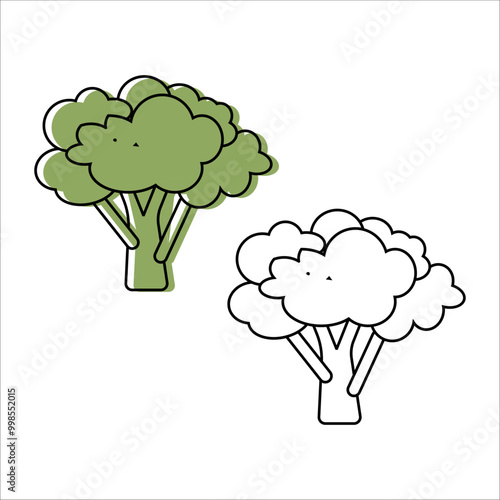 icons, vegetables. broccoli. linear art. healthy food