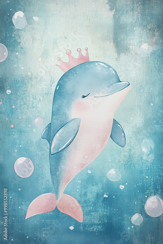 a dolphin, a cute colphin, illustration of a dolphin, watercolor photo