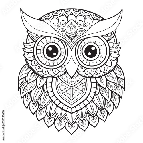 owl mandala decorative design. coloring page, tattoo design, print design