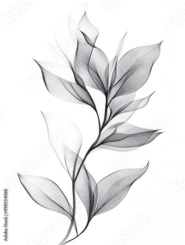 Minimalist Abstract Botanical Line Drawing on White Background