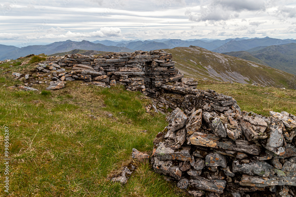 Hiking route across Carn Eighe, Glen Affric Scottish highlands