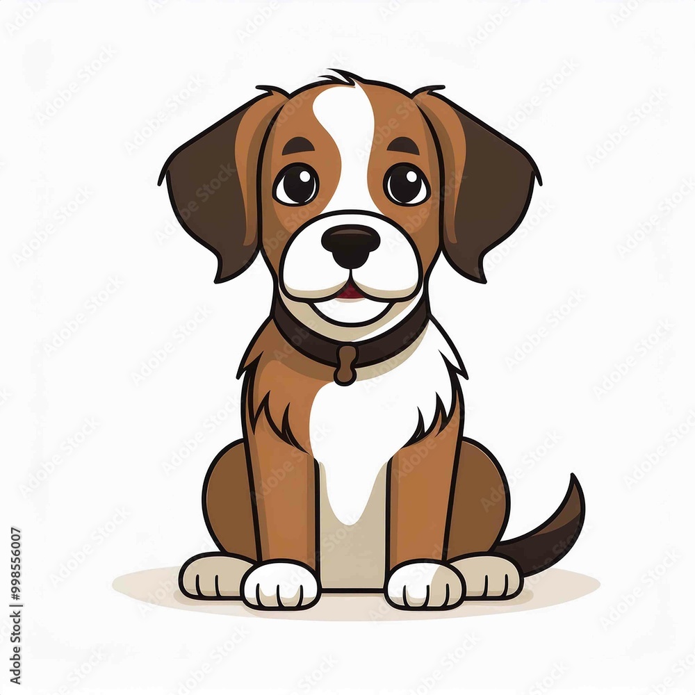 Cute dog sitting and looking up simple vector Cute dog sitting and looking up simple vector