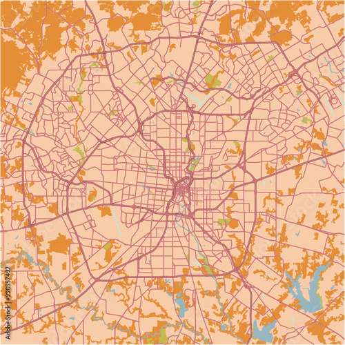 Wallpaper Mural Map of San Antonio in Texas in a sandy theme. Contains layered vector with roads water, parks, etc. Torontodigital.ca