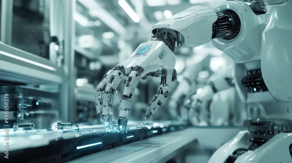Advanced Robotic Hand in Futuristic Lab Setting Advanced Robotic Hand in Futuristic Lab Setting