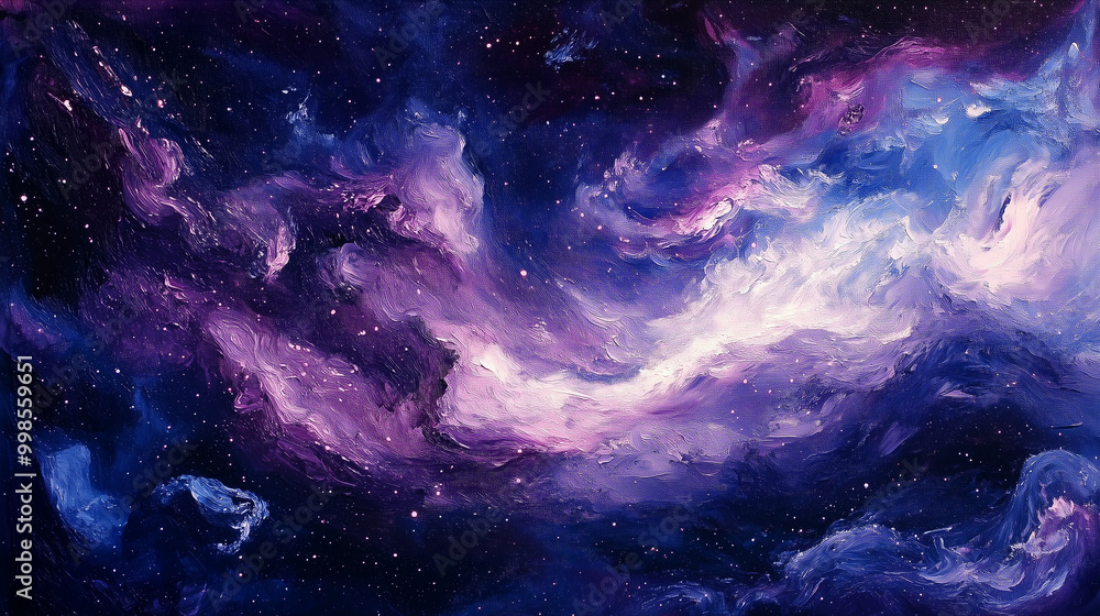 An abstract background featuring an oil painting of a galaxy and stars. Oil painting, Night, Galaxy An abstract background featuring an oil painting of a galaxy and stars. Oil painting, Night, Galaxy