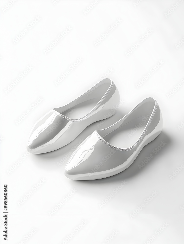Refined and Timeless Patent Leather Ballet Slippers on a Crisp White Background Refined and Timeless Patent Leather Ballet Slippers on a Crisp White Background