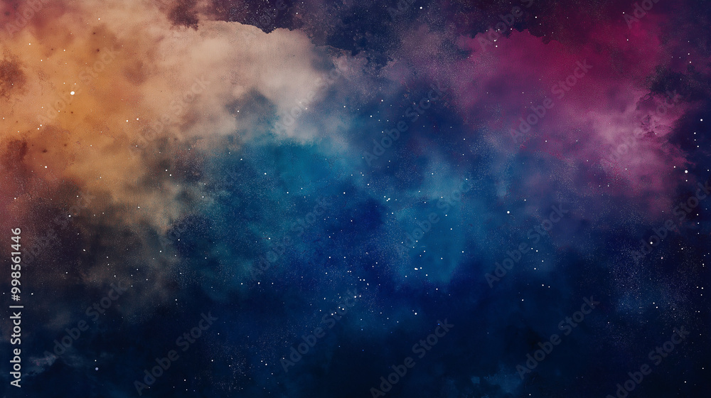 Fototapeta premium An abstract background featuring an oil painting of a galaxy and stars. Oil painting, Night, Galaxy