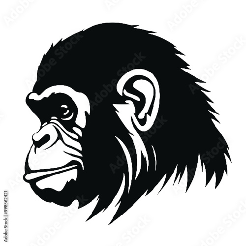 Stylized Chimpanzee Silhouette for Wildlife-Themed Design photo