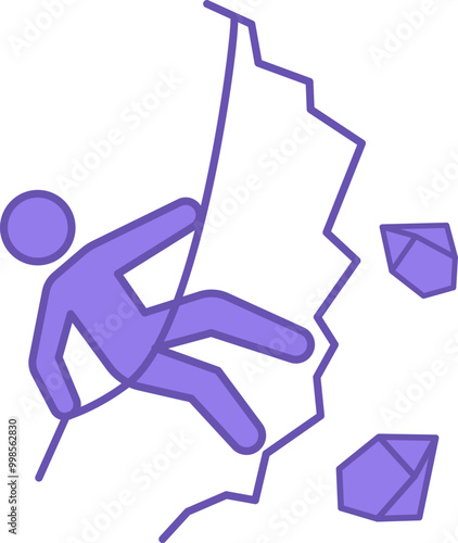 Rock Climbing Color Icon. Vector Icon. Man with Rope Climbing Rock or Climbing Wall. Sports and Leisure. Adventure and Tourism Concept