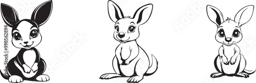 Baby Kangaroo Cartoon Vector Set