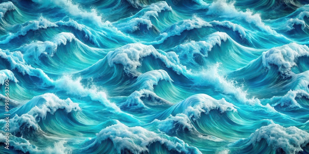 Obraz premium Seamless texture pattern of water ocean waves, water, ocean, waves, seamless, texture, pattern, nautical, marine, repetitive, background