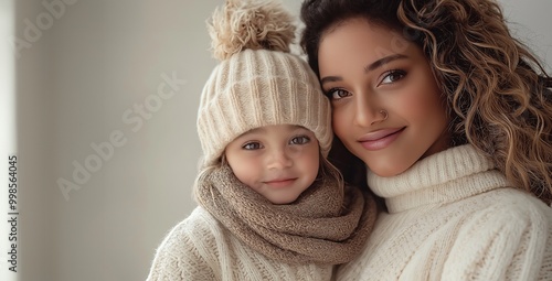 Warm Embrace of a Latin Family with Baby in Cozy Sweaters