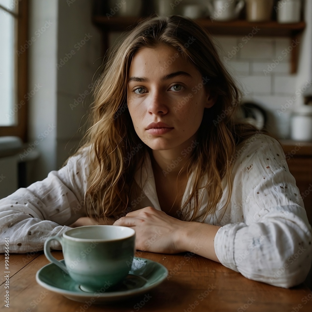 woman drinking coffee at home in the morning, woman drinking coffee at home in the morning,