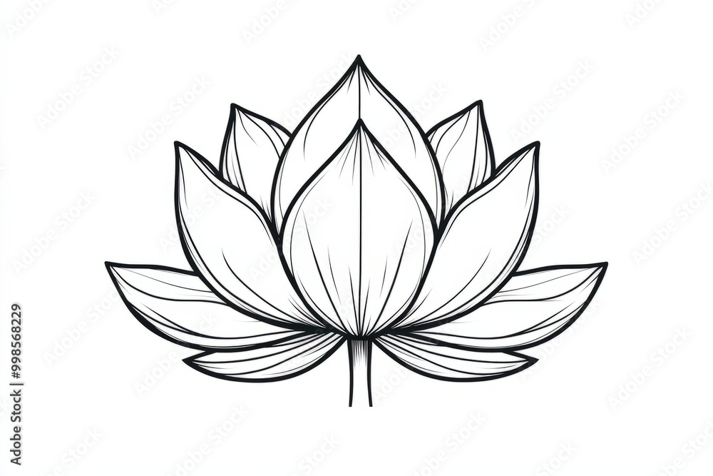 A simple line-art lotus vector using only black outlines with no fill, emphasizing elegance and simplicity, perfect for a tattoo design A simple line-art lotus vector using only black outlines with no fill, emphasizing elegance and simplicity, perfect for a tattoo design