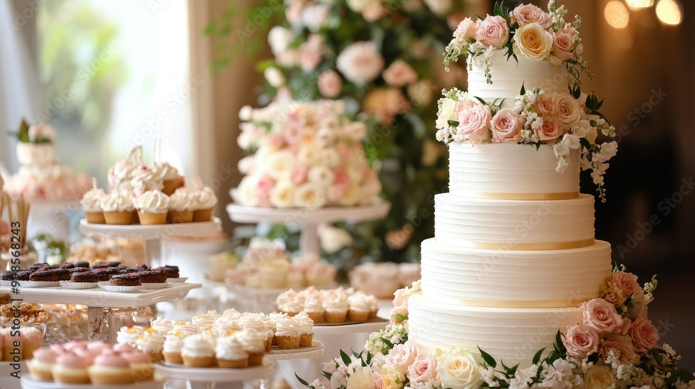 Elegant Multi-Tiered Wedding Cake Display Elegant Multi-Tiered Wedding Cake Display