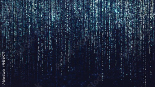 Abstract blue digital data rain, binary code background
