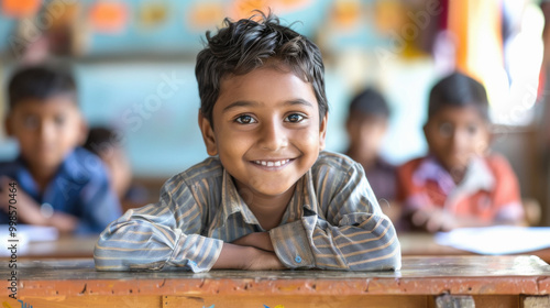 rural school boy sitting in classroom