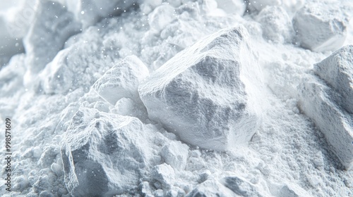 Close-up of white powder with a few larger chunks.