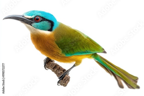 Elegant Turquoise-browed Motmot Perched photo